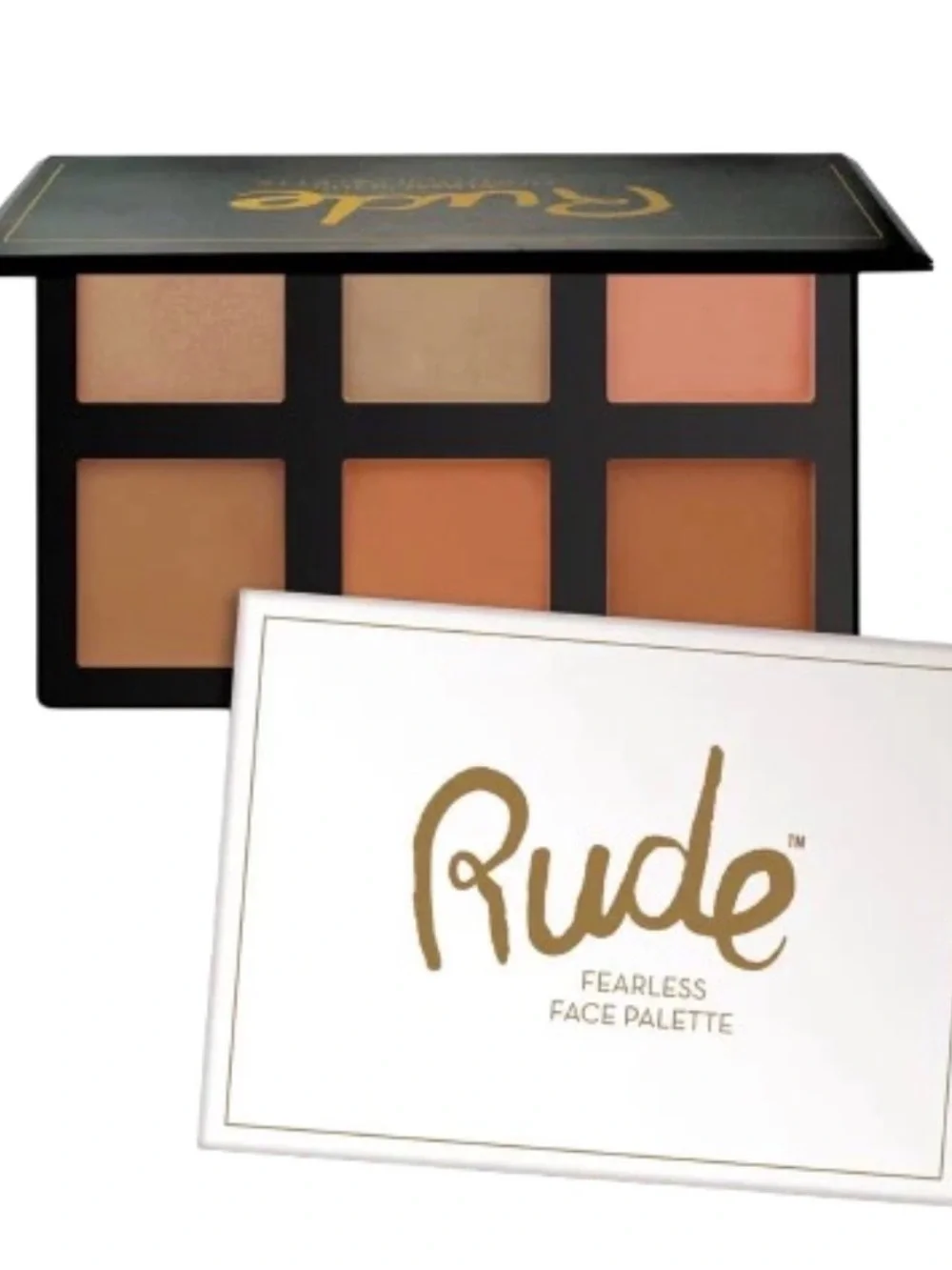 Rude Fearless face palette highlight contour and blush 6 shades